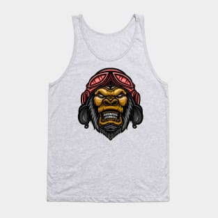 Gorilla head wearing helmet Tank Top